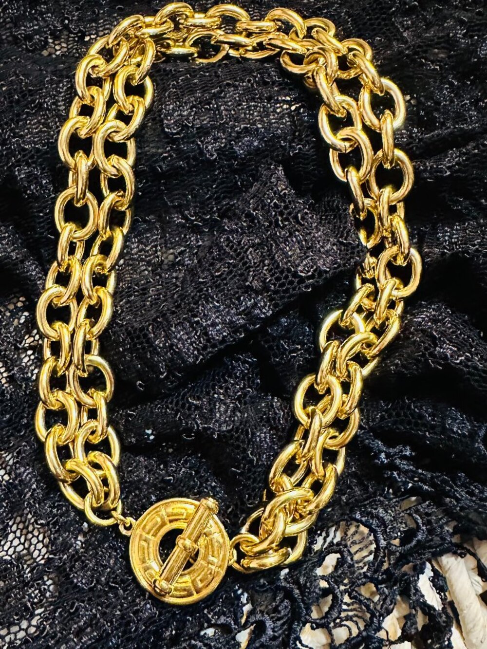 ✨ Boutique Gold Double-Link Chain Necklace – Roman Muse Toggle Statement ✨